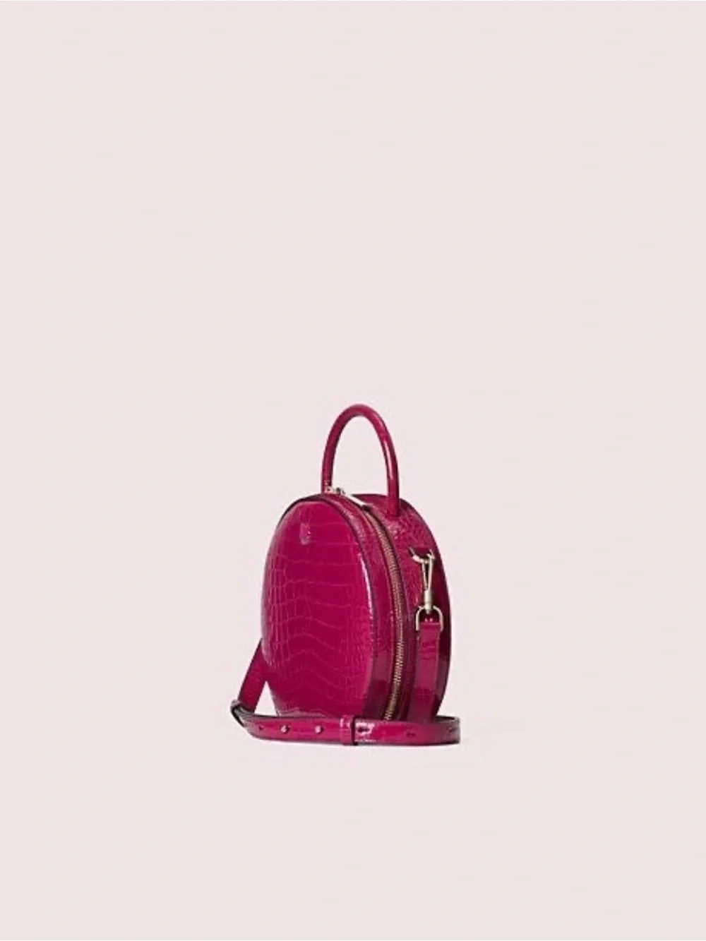 kate spade Hot Pink Patent Croc-Embossed Round Crossbody Bag